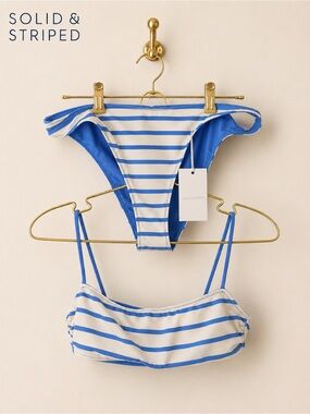 🌊 NWT Solid & Striped Daniela Bikini Set – Sunset Stripe Marina Blue